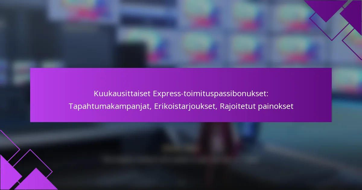 Kuukausittaiset Express-toimituspassibonukset: Tapahtumakampanjat, Erikoistarjoukset, Rajoitetut painokset