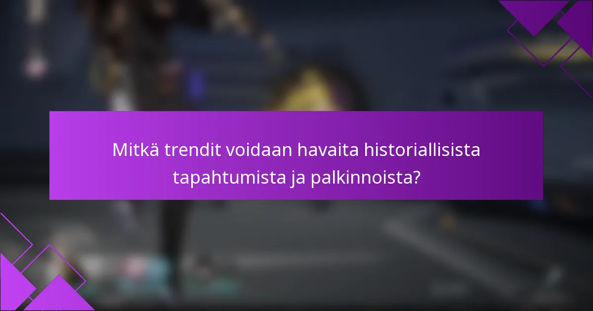 Mitkä trendit voidaan havaita historiallisista tapahtumista ja palkinnoista?